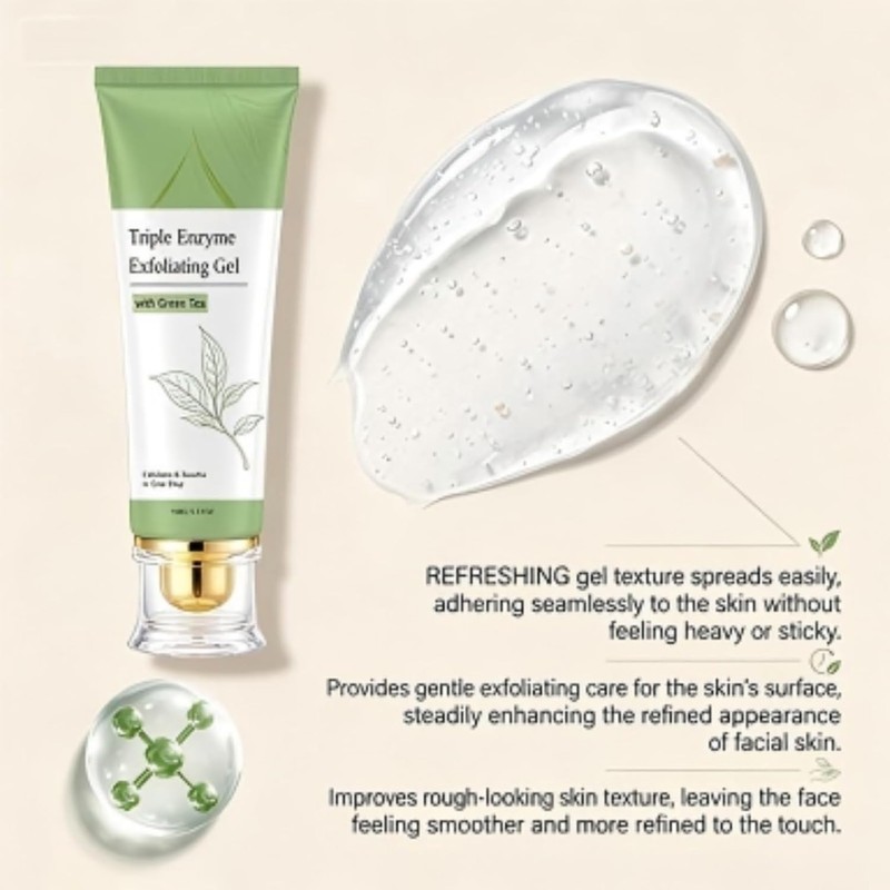 Triple Enzyme Exfoliating Gel Green Tea, Gentle Hydrating Facial Exfoliator