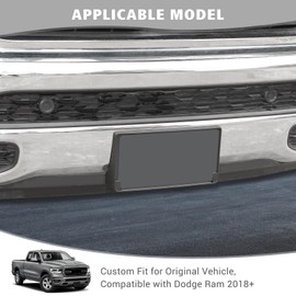 Jimen for Ram License Plate Holder, Front License Plate Frame Mount Bracket Compatible with Dodge Ram 2018-2023 (Black)