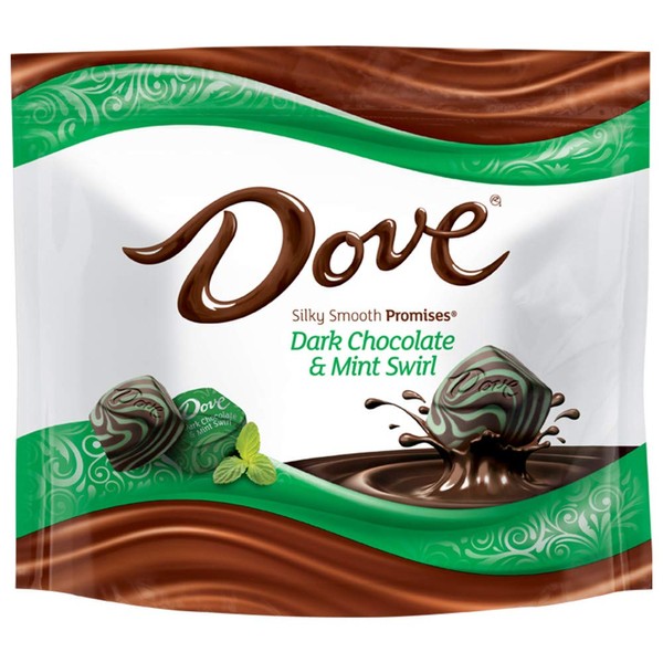 DOVE PROMISES Dark Chocolate Mint Swirl Candy 7.61-Ounce Bag (Pack of 8)