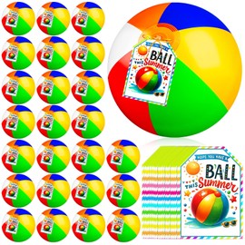 Gosodeny 36 Sets End of Year Student Gifts Include 36 Pcs Beach Balls with Cards Last Day of School Present from Teacher Student Classroom Prizes Summer Party Exch