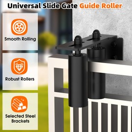MeBantoo Heavy Duty Sliding Gate Guide Roller Hardware Kit, 6" Black Nylon Wheels with Steel L-Bracket, Adjustable Slide Gate Guide Roller for Rolling Door, Wood, Garage (Black-2pcs, 6in)