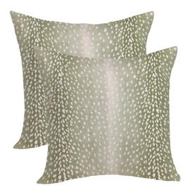 OFIRD Antelope Pillow Covers 18x18 Inches Pack of 2, Animal Skin Print Sage Green Throw Pillow Covers Modern Antelope Decorative Pillowcase Farmhouse Linen Cushion Cover for Home Couch Outdoor