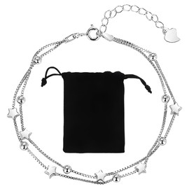 Bracelets for Women, Adjustable Layered Bracelets, Sterling Silver Bracelet, 925 Silver Star Bracelet, Bracelet for Women, Friendship Bracelet, Gifts for Women Girls