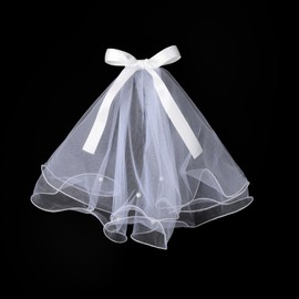 AWOCAN Veil for Dogs Pet Cat Dress Bride Costume with Clip for Wedding Party Decoration Dog Hair Bow Clips Hairpin Headwear Dog Hair Accessories (white-B)