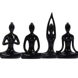 Realideas Vintage Brass Gold Yoga Figurines - Set of 3 Namaste Zen Decor Collectible Yoga Figurines