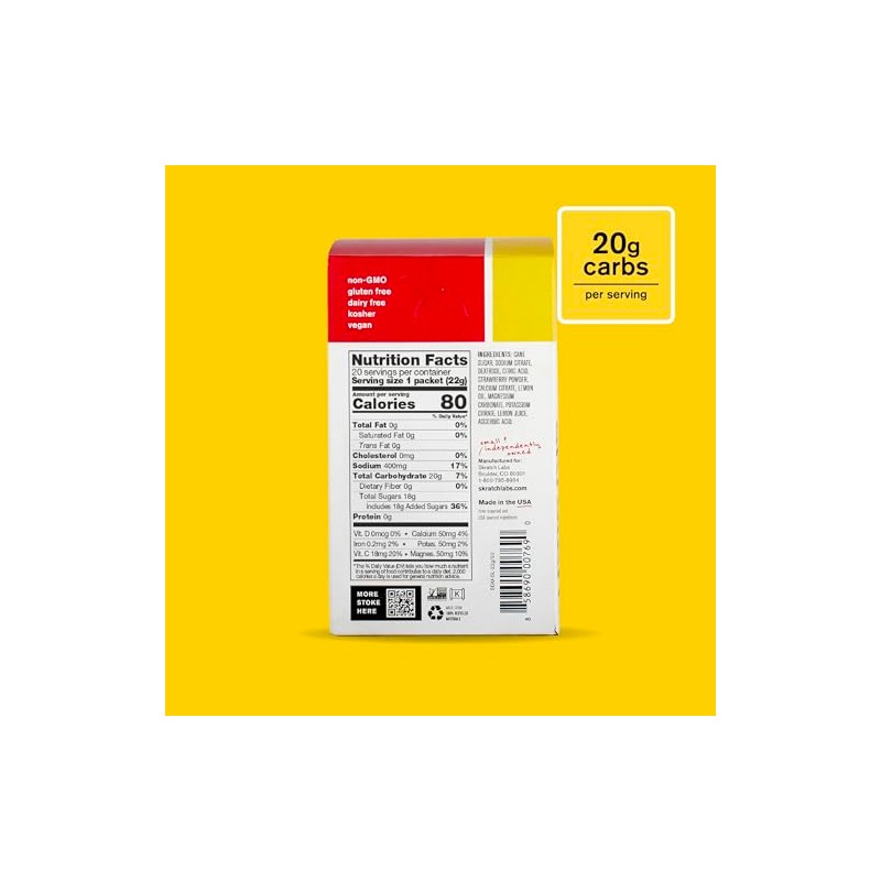 Skratch Labs Hydration Packets Mezcla Bebidas Hidratantes Limonada Fresa Unidades