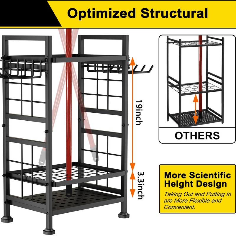 3 Tier Garden Tool Organizer, Garage Storage and Organization, Metal