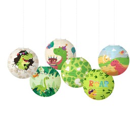 Cartoon Small Dinosaur Paper Lantern, Set of 6, Suitable for Children's Room Decoration and Birthday Parties
