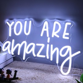 SYLHOME You Are Amazing LED Neon Light Sign 5V Girls Boys Bedroom Living Room Classroom Wall Decor Sign Hanging Smart Kid Birthday Christmas Gift USB 16.9" X 10.6" Cold White