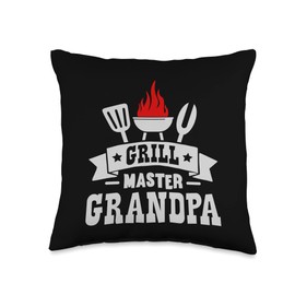Barbecue Grill Grandpa BBQ Master Smoker Chef Granddy Throw Pillow