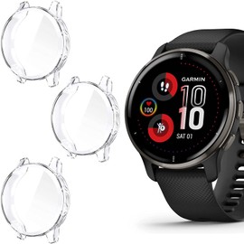 Venu 2 Plus Case, onetuo All-Around Protective TPU Bumper Cover Screen Protector Case Cover Compatible for Garmin Venu 2 Plus Smartwatch (3 pack-Clear+Clear+Clear)