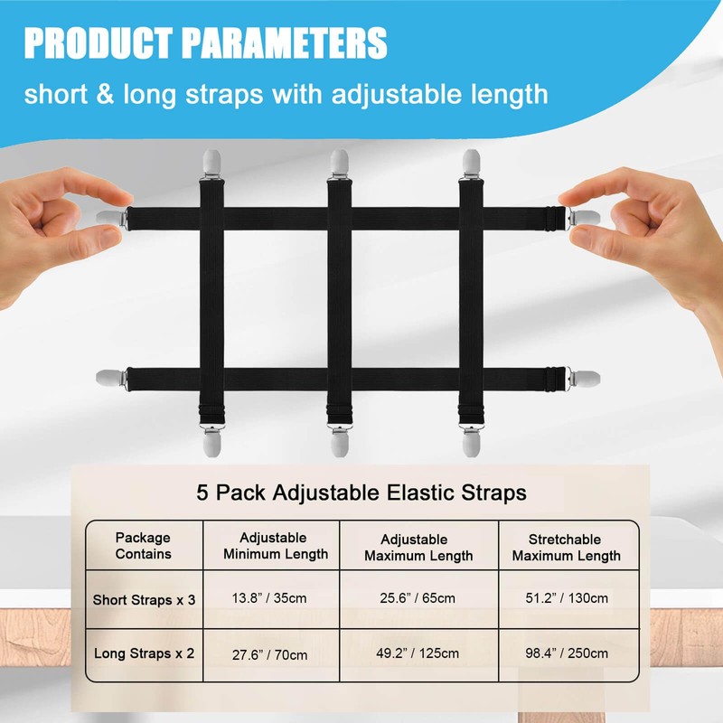 Tablecloth Clips for Outdoor Thick Tables Hidden Strap 5 Pack,