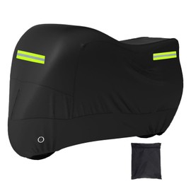 MOZMY Motorcycle Cover Motorcycle Tarpaulin Motorcycle Tarpaulin Outdoor 420 Oxford Waterproof Outdoor Motorcycle Tarpaulin with Locking Eyelets and Fluorescent Tape Motorcycle Protection (245 x 105 x
