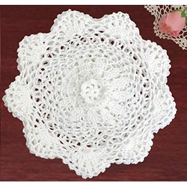 Creative Linens 6PCS 8" Round Crochet Lace Doily White 100% Cotton Handmade, Set of 6 Pieces