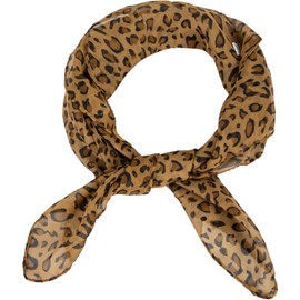 OVOY Women Leopard Printed Scarf - Fashion Chiffon Lightweight Square Satin Head Scarf Kerchief-Neck-Scarf