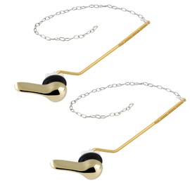 iFealClear 2 Pack Universal Polished Gold Toilet Handle Replacement Kit, Side/Angle Mount Metal Toilet Tank Flush Lever Replacement, Solid Brass Toilet Trip Lever Fits Most Toilets, Shinny Gold
