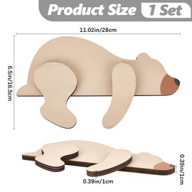 CREATCABIN Woodland Nursery Decor Wilderness Sleeping Bear Wall Stickers Forest Animal Rustic Wooden Wall Art for Nursery Shelf Desk Farmhouse Door Topper Bedroom Living Room Decor 6.5x11in