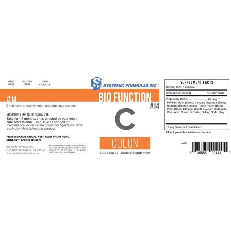 Systemic Formulas Bio Function C Colon - #14, 60 Capsules.