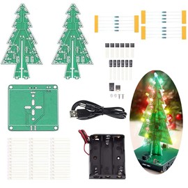 ULIKTO 3D Xmas Christmas Tree DIY Model Assemble kit with 7 Color Flashing RGB LED Circuit Funny Electronic Science Experiment Kit STEM Project PCB Board for Student Teens Soldering Practice Learning
