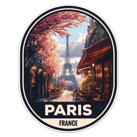 France Paris City Sticker - Waterproof Vinyl Decal for Car Bumper, Laptop, Luggage, Water Bottle, Phone Cases, Wall, Window, Sticker Size - 3'' Longer Side