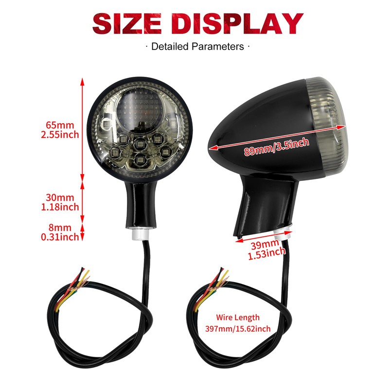 Motorcycle Rear Brake LED Turn Signal Light Indicator Running Lamp