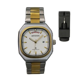 [ARTSTATE AS3265] 腕時計 レディース 電波時計, 日付と曜日の表示,長いバッテリー寿命 (シルバー＆ゴールド)