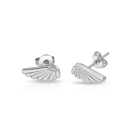 Silver Angel Wing Earrings, Metal, No information