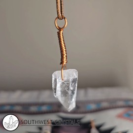 Quartz Natural Clear quartz crystal point Copper wire wrapped pendant