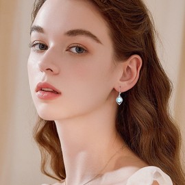 MEDWISE Moonstone Drop Earrings 925 Sterling Silver Vine Moonstone Earrings Hanging Large Moonstone Jewelry Hypoallergenic Gifts for Mother Women Wife Bride Her, 20*13mm, Sterling Silver, Moonstone