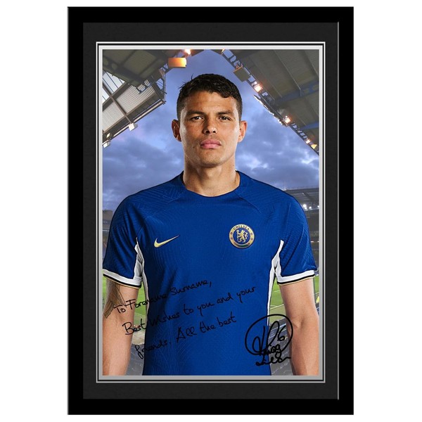 Personalised Thiago Silva Autograph A4 Framed Player Photo for Chelsea FC fans