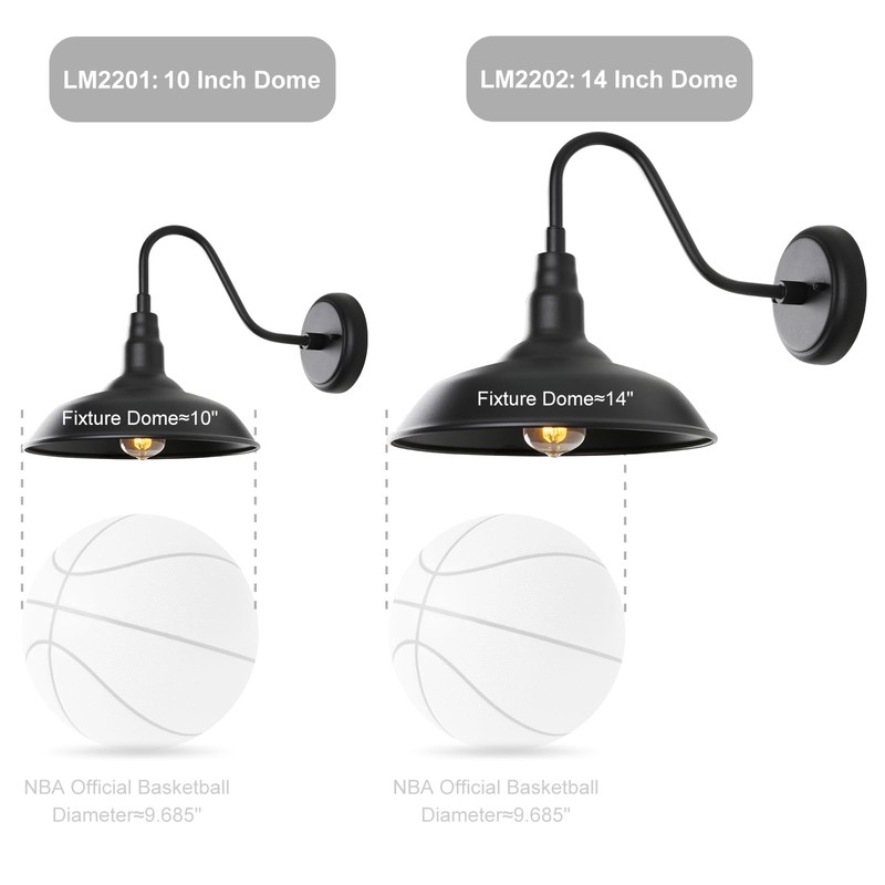 GOALPLUS Black Gooseneck Barn Light for Farmhouse 10 Inch Dome