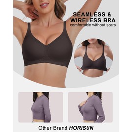 HORISUN Wireless Pushup Bra for Women Full Coverage Smooth Bralettes for Women with Support Adjustable Straps Everyday Bras (Grey XXX-Large)