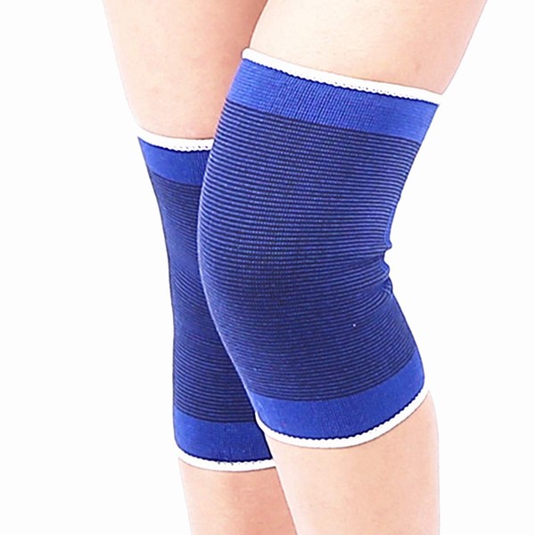 Kids Knee Sleeve Brace - Children Patella Pad- Knee Support for Girls, Boys - Soft Knitted Brace for Juvenile Arthritis Relief, Joint Pain, Meniscus Pain, Sports, Basketball, Running-Blue (1 pair)