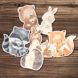 Woodland Animal Sticker Pack, 6 Pieces, Mother and Baby, Waterproof, Dishwasher Safe, Handmade Vinyl