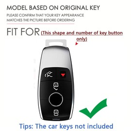 SANRILY Fit for Mercedes Key Case Carbon Fiber Pattern 4 Button Smart Key Fob Cover Fit for 2019-2021 A-Class C-Class G-Class 2017-2020 E-Class S-Class Keyless with Weave Keychain Black-red