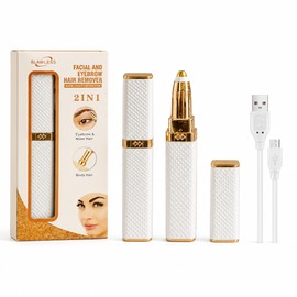 2-in-1 Rechargeable Facial Hair Remover & Eyebrow Trimmer for Women – LED Light for Face, Lip, Chin & Peach Fuzz