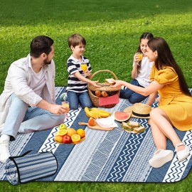 Nesphy Picnic Blankets Beach Blanket, 79" x 59" Waterproof Sandproof Foldable Large Outdoor Picnic Mat for Beach, Camping, Park, Travel, Concert, Great Gift for Families and Couples(Geometric Texture)
