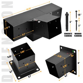Pergola Bracket, 15° Slanted Roof Wall Mount Pergola Extension Bracket Kit, Raised Wood Shelving for 4"x4" (Inner Dimensions: 3.5"x3.5") - Set 3
