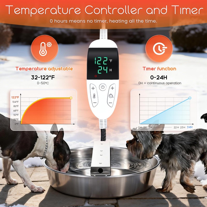 KHEARPSL Heated Automatic Dog Water Bowl Dispenser Outdoor for Large