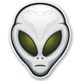 2 x 10cm/100mm Alien Grey UFO Vinyl Sticker Decal Laptop Travel Luggage Car Bike Sign Fun #4702