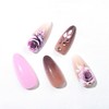 Flower Press on Nails Long Almond Fake Nails French Tip