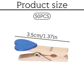 Tabanzhe 50PCS Mini Wooden Heart Pegs-Cute Small Photo Clips Pins 3.5 cm Tiny Clothes Pegs Decorative Pegs for Arts and Crafts Wedding Card Picture Hanging Wall Decoration(Mix Colors)