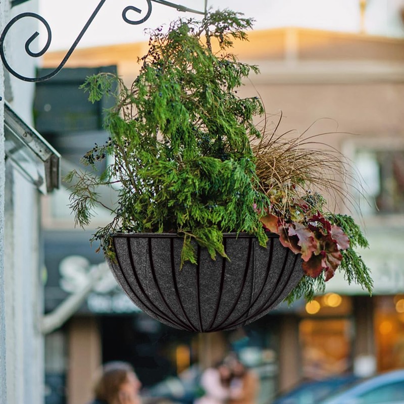 WALLFID 2PCS Hanging Basket Liners 14 Inch,Felt Basket Liner,Garden Basket