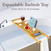 Wooden Bathtub Tray - Foldable Expandable Bamboo Bath Tray for