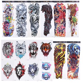 8 Sheets Full Sleeve Temporary Tattoos Stickers Watrproof 8 Sheets Half Arm Shoulder Fake Tattoos for Women Men
