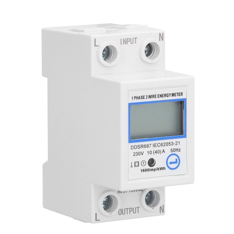 1 Phase 2 Wire Energy Meter Multifunctional LCD Digital Display