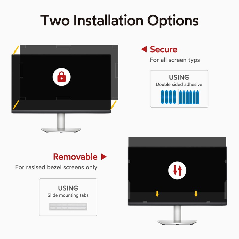 bersem 2 Pack 27 inch Removable Computer Privacy Screen Filter