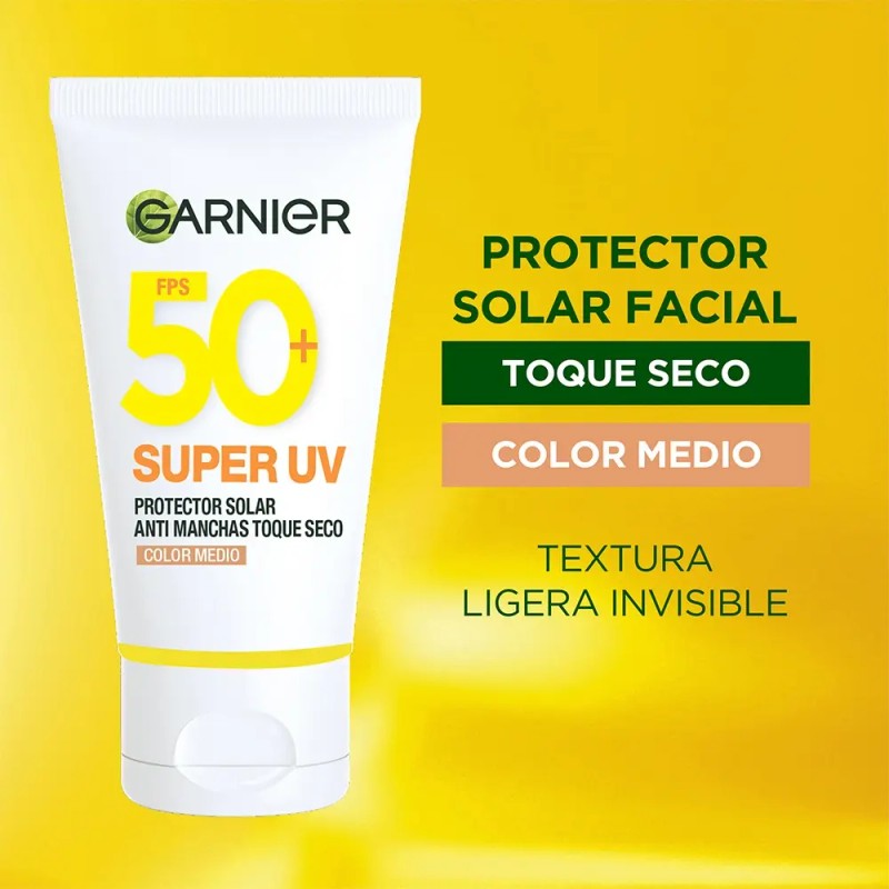 Protector Solar Superuv Toque Seco Tono Medio Garnier 40ml