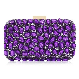 Milisente Clutch Purses For Women Crystal Clutches Evening Bags Gemstone Clutch Purse For Wedding Formal, Purple