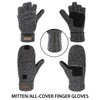 ViGrace Winter Knitted Convertible Fingerless Gloves Wool Mittens Warm Mitten